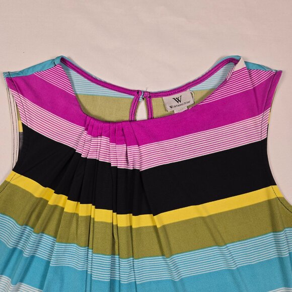 Worthington Multicolor Striped Sleeveless Blouse Summer Brights Size L‎ - Picture 8 of 9